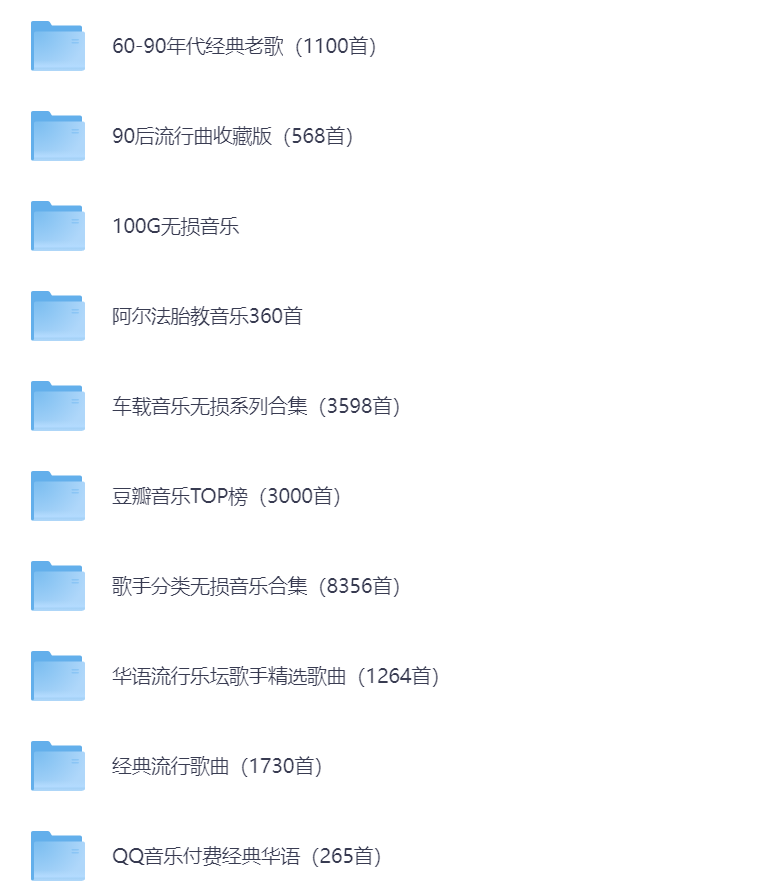 【车载音乐】60-90年代经典老歌（1.2TB）
